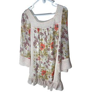 Jovovich Hawk for Target Floral Mini Dress Women's Small Multicolor Ruffle Hem